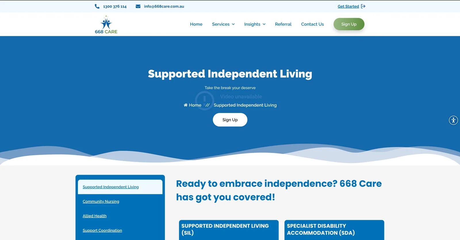 668 Care healthcare services page