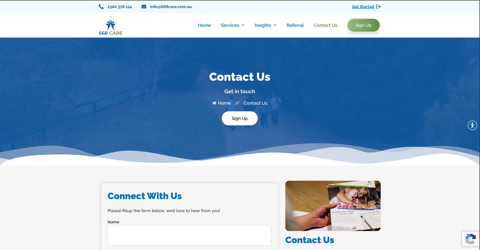 668 Care online enquiry contact page