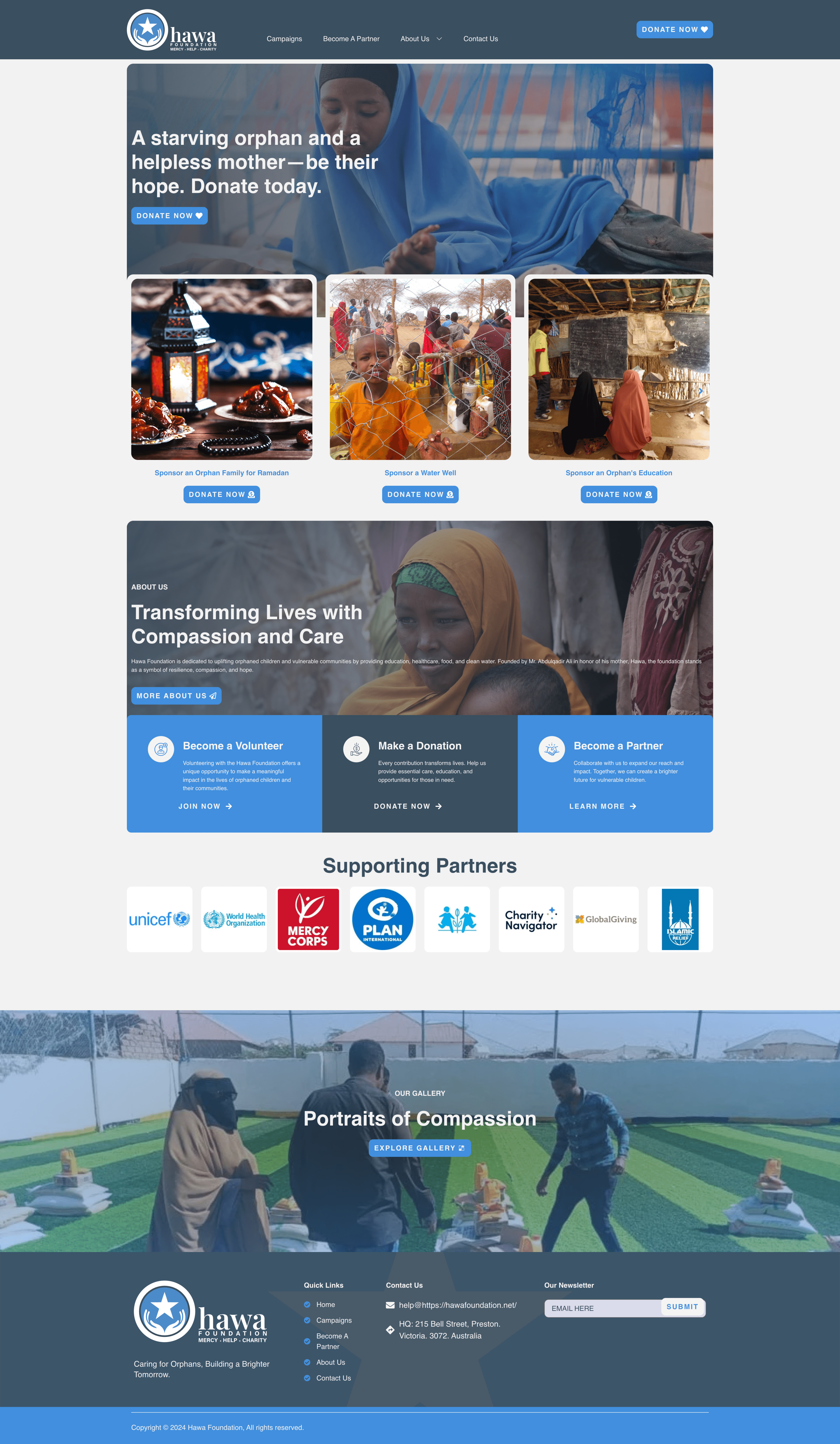 Hawa Foundation nonprofit website homepage