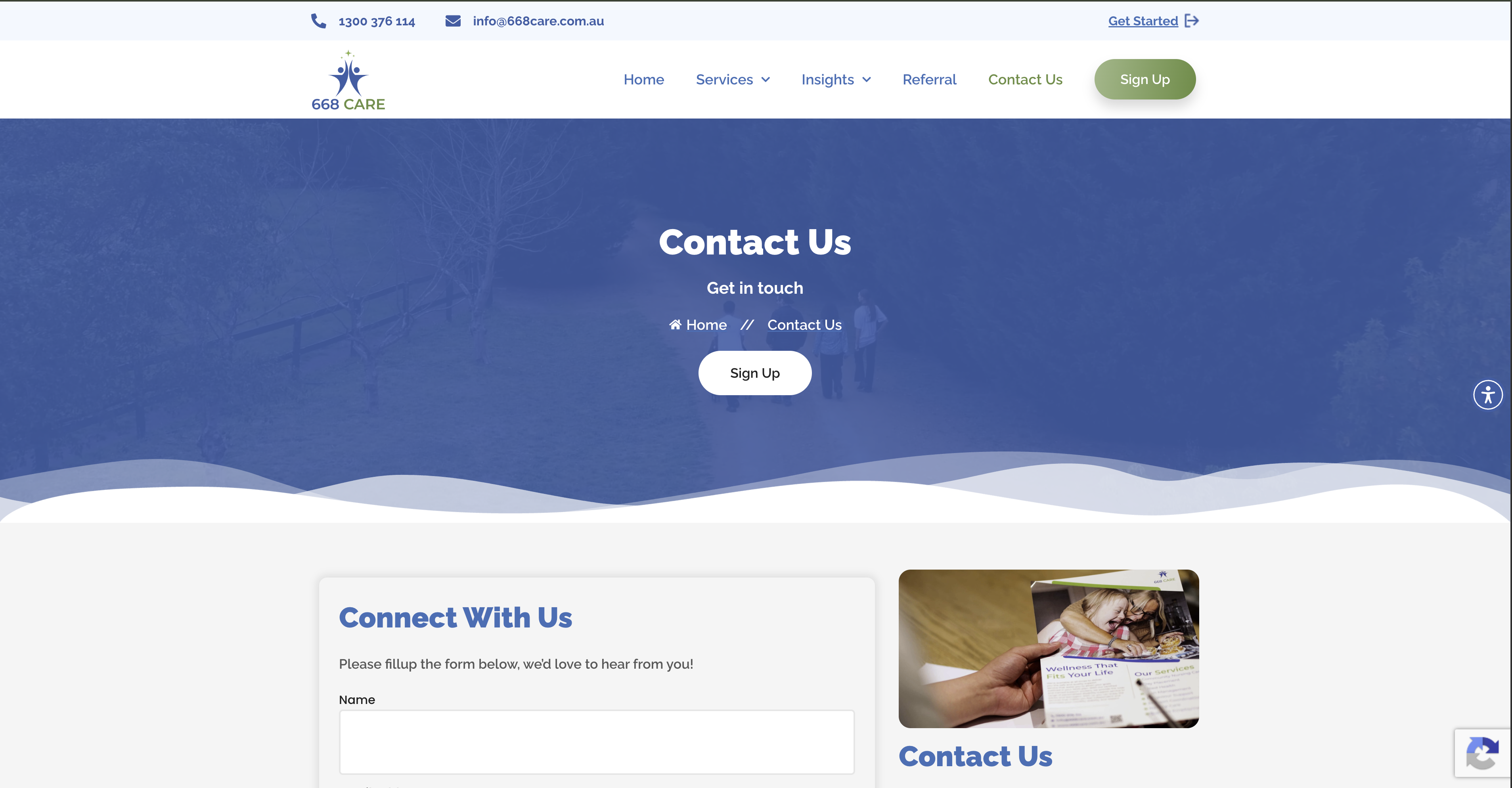 668 Care contact page